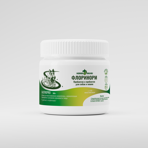 Кормовая добавка HORSE-BIO Флоринорм GastroPro пробиотик для собак и кошек 300 г бады для пищеварения doctorwell комплекс для жкт doctorwell probionika