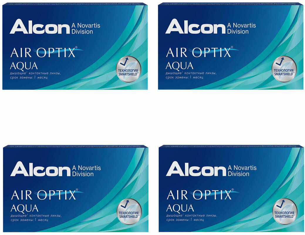 Контактные линзы Alcon Air optix Aqua, 6 шт., R 8,6, D +0,5, 4 уп.