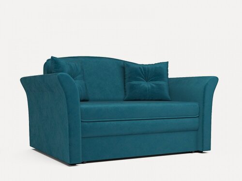 Изображение товара Прямой диван Малютка 2 Синий Велюр, выкатной, 150х84х89 см, с ящиком для белья