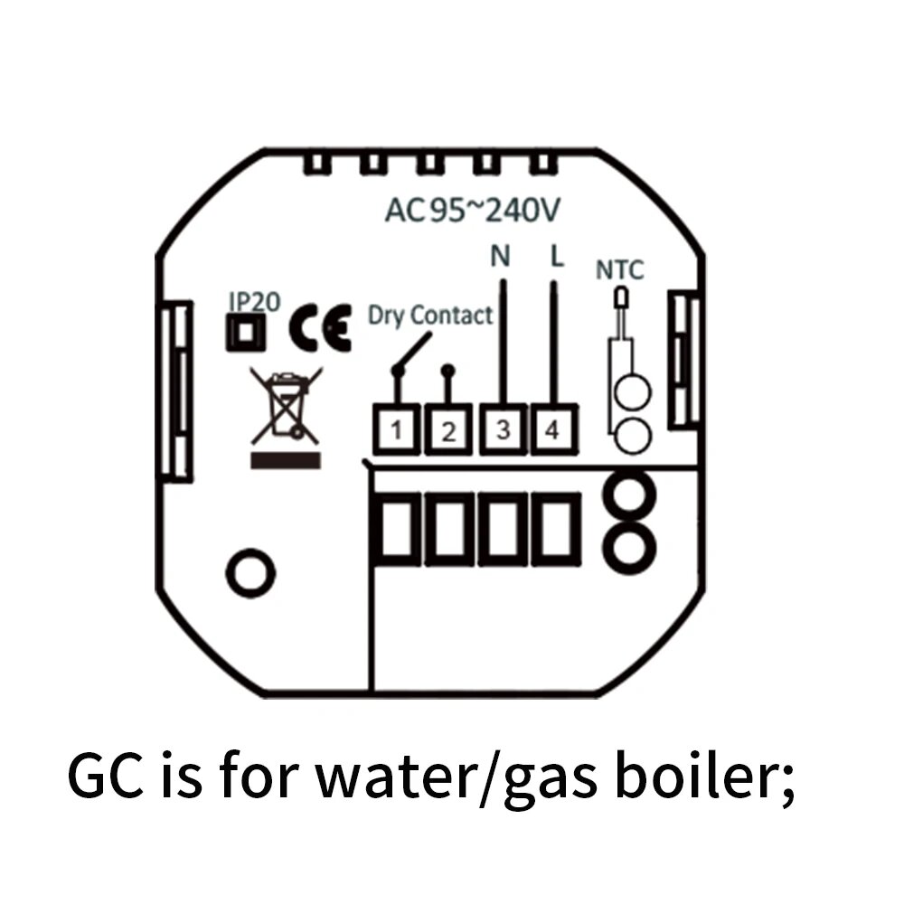SHOJZJ Tuya Smart Life WiFi Термостат для газового котла и теплого пола, for Boiler, 95-240V BLACK