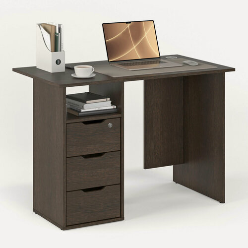 Изображение товара Письменный стол с тремя ящиками 107х52 см МагМебель №53 тумба слева венге