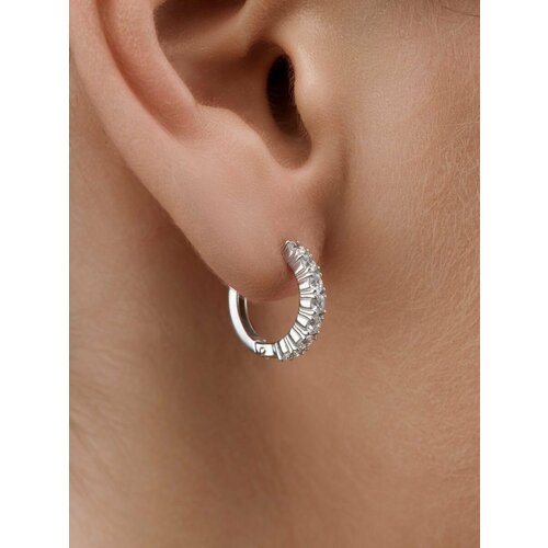 Серьги конго Argentum серебро 925 проба родирование фианит размер 10 мм длина 15 см серебристый 2250₽