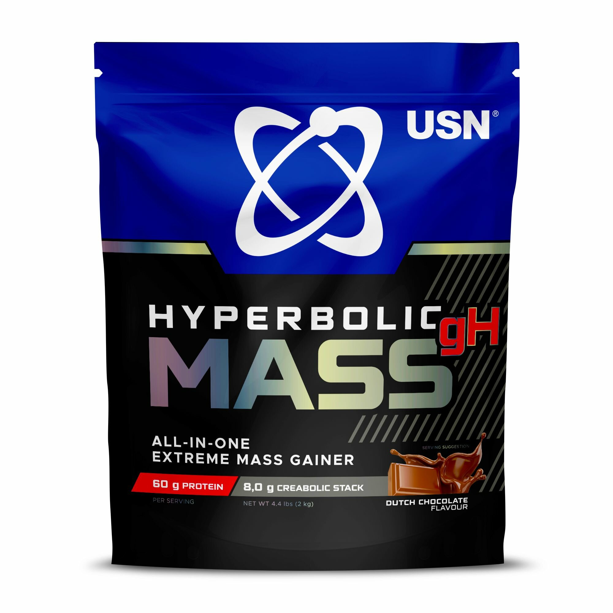 USN Гейнер Hyperbolic Mass Dutch Choco гиперболик масс ОЛЛ-ИН-УАН со вкусом голландского шоколада, 2 кг