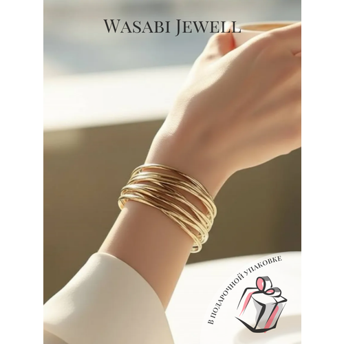 Жесткий браслет WASABI jewell, 1 шт., размер 6 см, размер one size, диаметр 6 см, золотистый