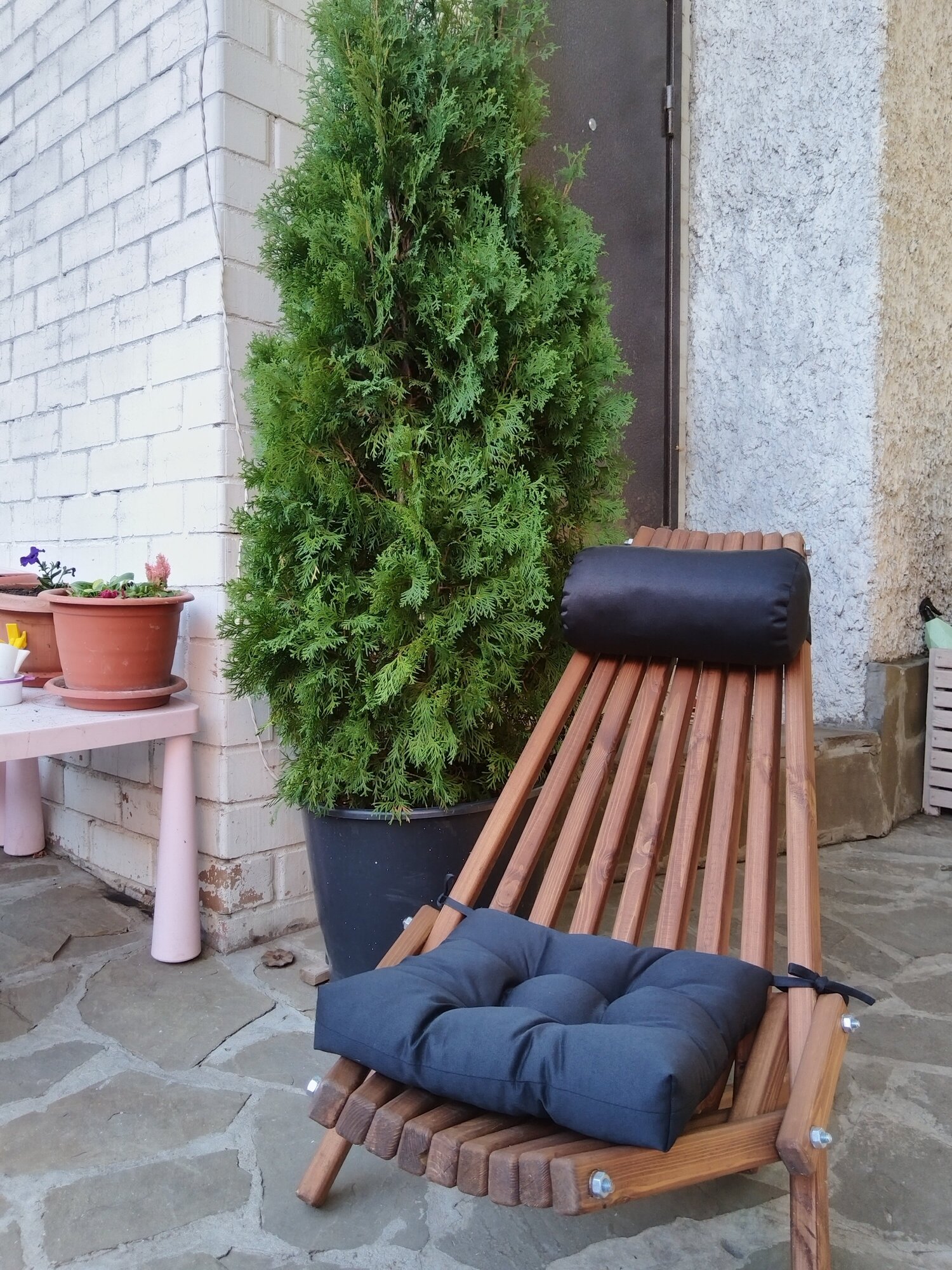 садовое кресло, садовый стул, шезлонг складной кентукки, цвет махагон, 85*50 см. + подарок подушка валик - фотография № 6