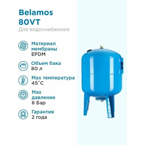 Гидроаккумулятор BELAMOS 80VT 80 л вертикальная установка гидроаккумулятор belamos 80vt 80 л вертикальная установка