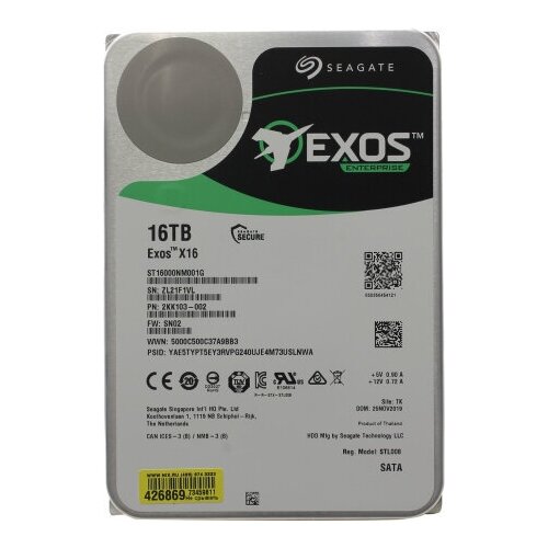 Жесткий диск Seagate 16Tb Exos X16 72К 35 SATA III SATA3 - 6Gbs ST16000NM01G 2550000₽
