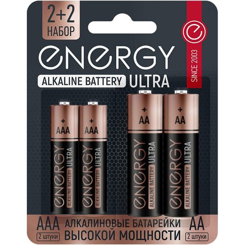 Батарейка алкалиновая Energy Ultra LR6+LR03 4B (АА+ААА) (104981) energizer батарейка алкалиновая mах lr6 e91 тип аа 16шт