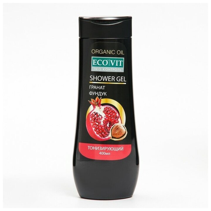ECOandVIT Гель для душа ECO and VIT Oil тонизирующий, «Гранат и фундук», Organic oil, 400 мл