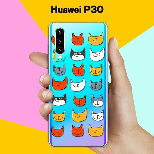 Силиконовый чехол Узор из котов на Huawei P30 силиконовый чехол узор из котов на huawei p30 lite