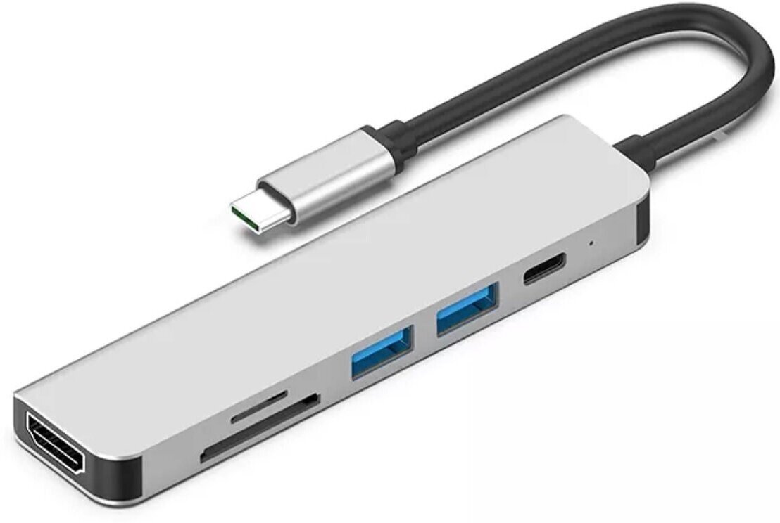 Док станция USB type C 6-в-1 для ноутбука (порт репликатор концентратор)