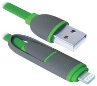 Кабель Defender USB - microUSB/Apple Lightning (USB10-03BP) 1 м черный