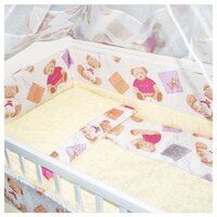 Крошкин дом комплект в кроватку Лапушка Тэдди (6 предметов) лимонно-розовый