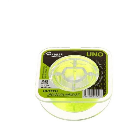 Леска Preмier Fishing UNO, диаметр 0.16 мм, тест 2.8 кг, 100 м, флуоресцентная желтая