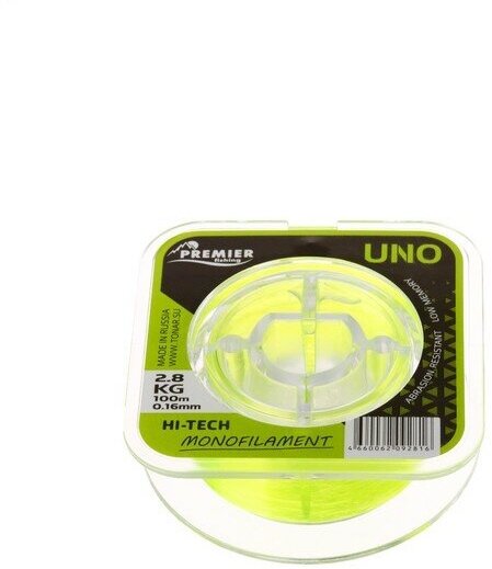 Леска Preмier Fishing UNO диаметр 0.16 мм тест 2.8 кг 100 м флуоресцентная желтая