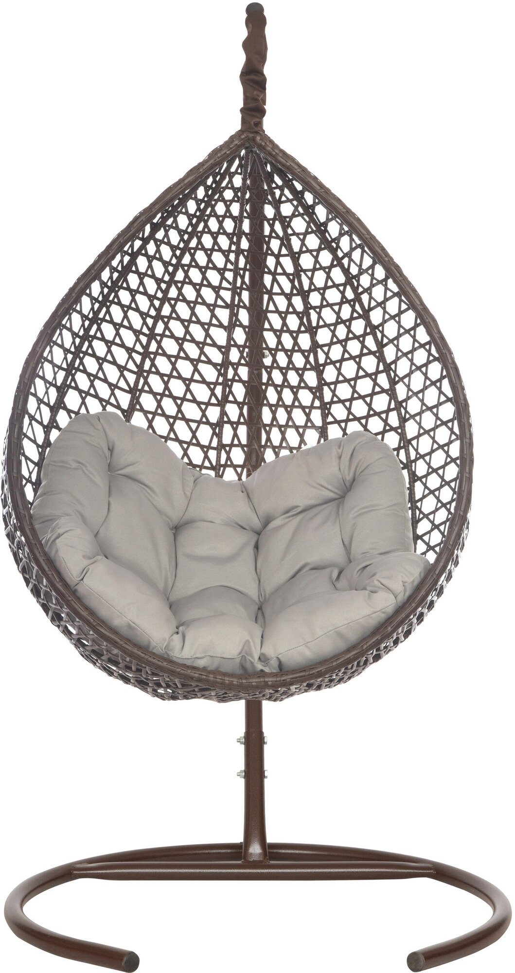 Подвесное кресло-кокон MONTBLANC коричневый + каркас (светло-серая подушка Relax) - фотография № 2