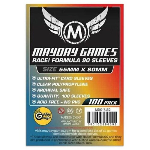 Протекторы Mayday: 55*80 Race! Formula 90 Standard 100шт. протекторы mayday games race formula 90 sleeves 55 x 80мм 100шт