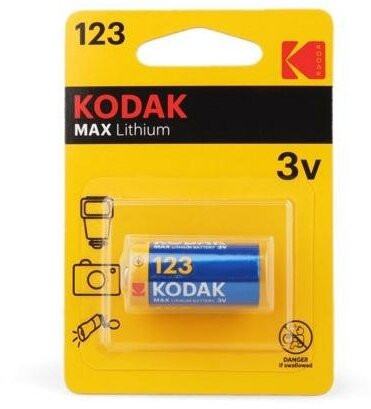 Батарейка Kodak CR123A Max Lithium 3v BL1 123LA-1, 1шт.