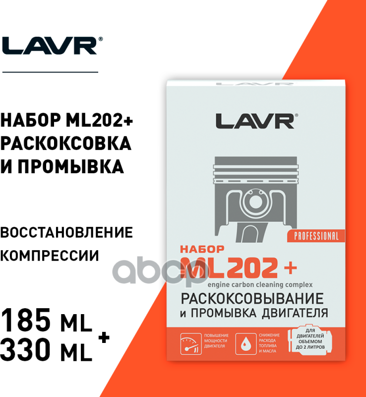 Набор: Раскоксовка Двигателя Ml202 + Промывка Двигателя 5-Минутная, 190 Мл/345 Мл LAVR арт. LN2505