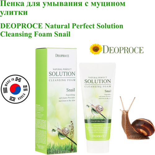 DEOPROCE Пенка для умывания с муцином улитки Natural Perfect Solution Cleansing Foam Snail, 170 g, Корея