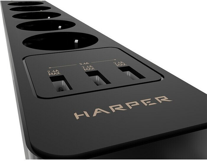 Сетевой фильтр с USB зарядкой HARPER UCH-550 Черный