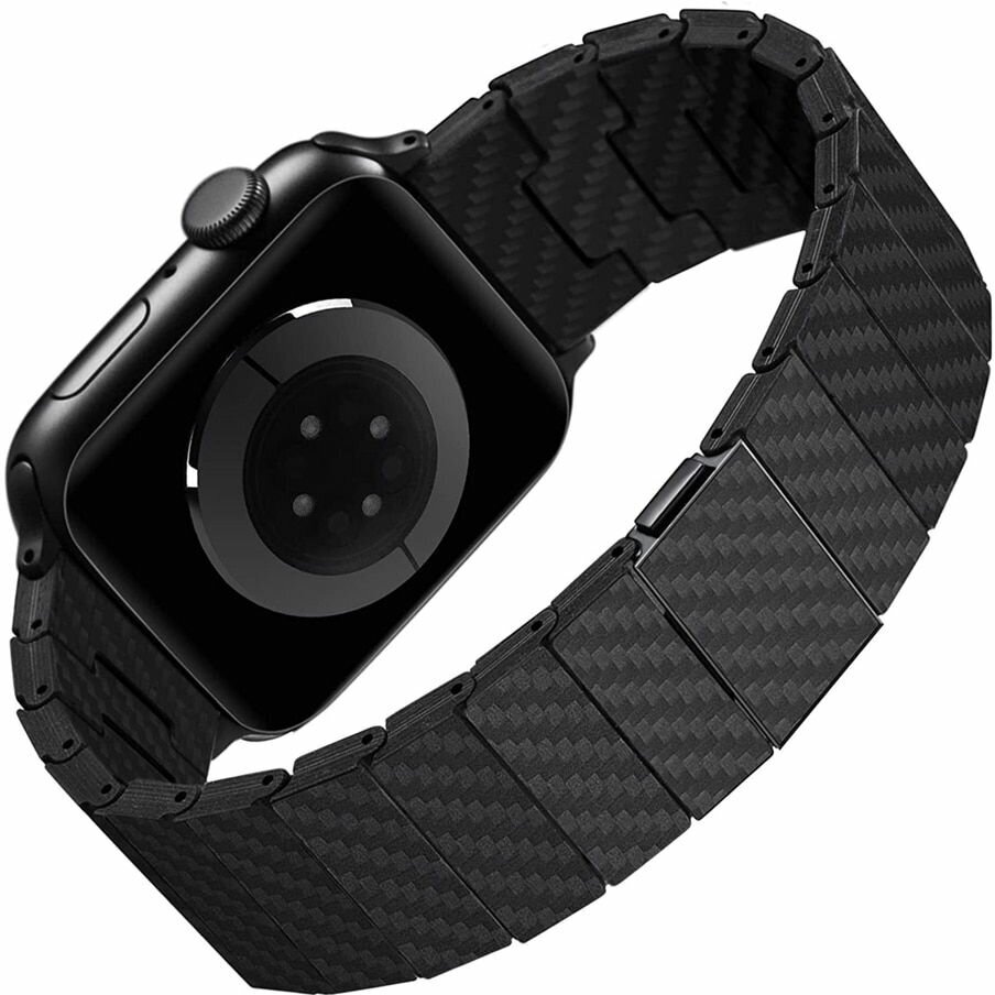 Премиум карбоновый ремешок для Apple Watch Series 1-8 - 38/40/41 мм (эпл вотч), темно-зеленый