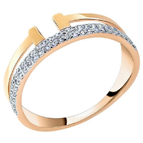 Кольцо Крымский ювелирный завод красное золото, 585 проба, фианит, размер 18.5, красный, золотой