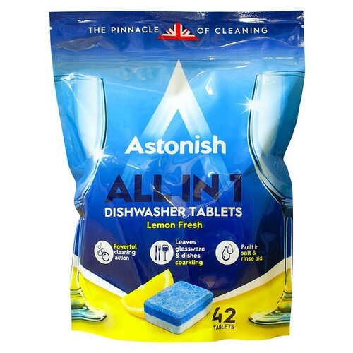 Таблетки для посудомоечной машины Astonish All in 1 таблетки (лимон), 42 шт., 0.9 кг, дой-пак