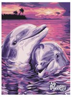 Русская Живопись Картина по номерам Дельфины в свете заката 30x40 см (KA005)