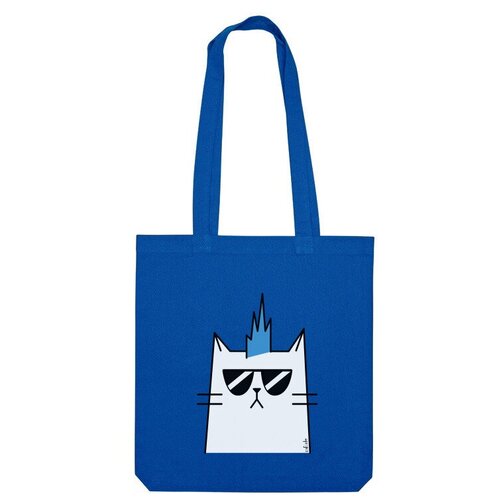 Сумка шоппер Us Basic, синий мужская футболка кот с ирокезом l серый меланж