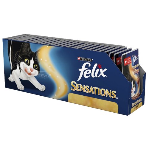 фото Корм для кошек felix sensations с говядиной и с томатами 24шт. х 85 г (кусочки в соусе)