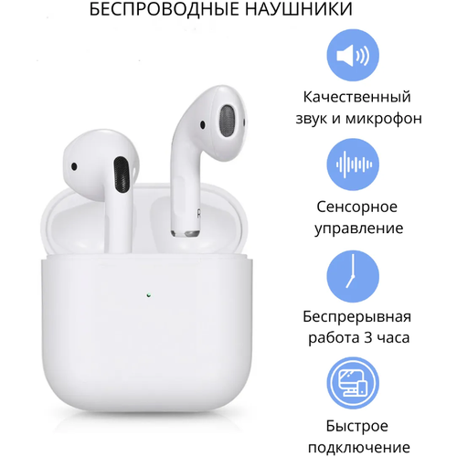 Наушники беспроводные/ TWS-наушники/ Bluetooth 5.0/ White