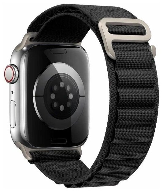 Нейлоновый тканевый ремешок "Альпийская петля" для Apple Watch Series 1-8 и Ultra - 42/44/45/49 мм (эпл вотч), черный