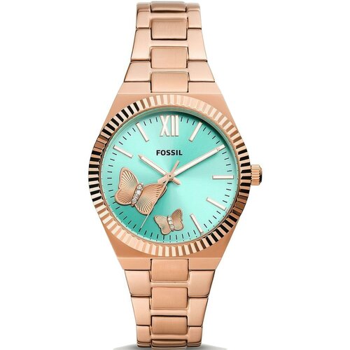 фото Наручные часы fossil scarlette es5277, голубой, золотой