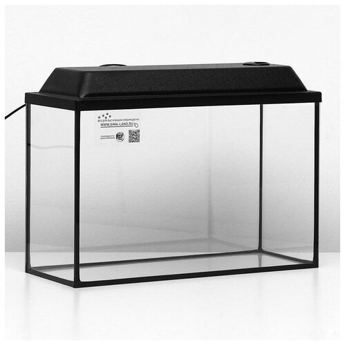 Аквариум Атолл, прямоугольный с крышкой, 40 литров, 55 х 21 х 35/40 см, чёрный аквариум для креветок с подложкой