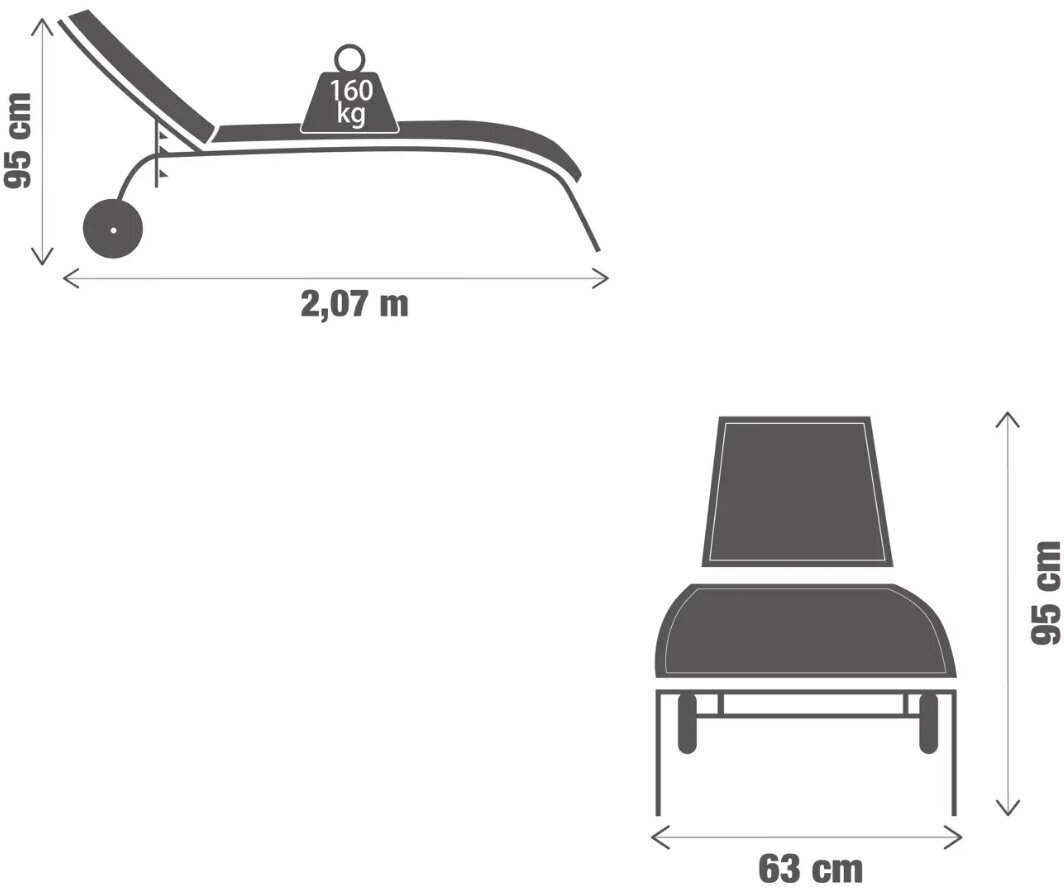 Шезлонг Naterial Lyra II 63x95x207 см алюминий/текстилен антрацит - фотография № 10