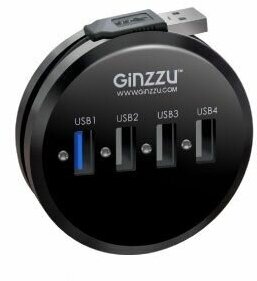 концентратор USB 3.0 Ginzzu GR-384UAB на 4 порта + адаптер - фото №14