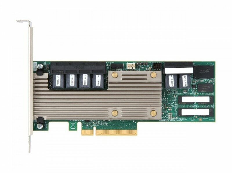 Контроллер LSI Logic SAS 9361-24i SGL (05-50022-00), PCIe 3.0 x8 LP, SAS/SATA 12G, RAID 0,1,5,6,10,50,60, 24port(6*int SFF8643), Cache 4GB, 3324ROC