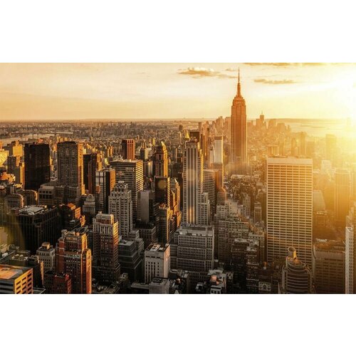 Моющиеся виниловые фотообои Нью-Йорк закат, 400х260 см