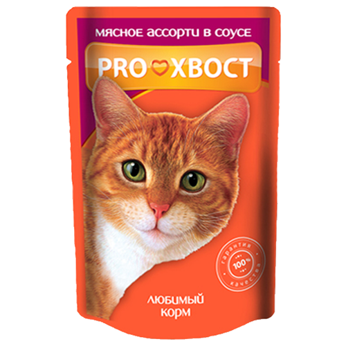 Влажный корм для кошек Proхвост беззерновой, с мясным ассорти 85 г (кусочки в желе)