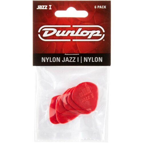 Медиаторы, круглый кончик, толщина 1.1 мм, красные, 6 шт. Dunlop Nylon Jazz I 47P1N 6Pack