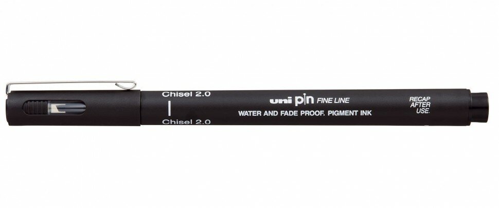 Линер Uni Pin Fine Line Chisel 2.0, долото, черный, 2 мм