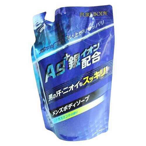 Купить Крем-мыло для мужчин Pure Body с ионами серебра увлажняющее, дезодорирующее мята и цитрус Mitsuei 400мл, blue
