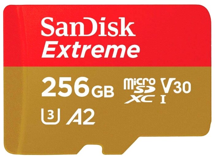 Карта памяти SanDisk Extreme microSDXC Class 10 UHS Class 3 V30 A2 160MB/s 256GB + SD adapter