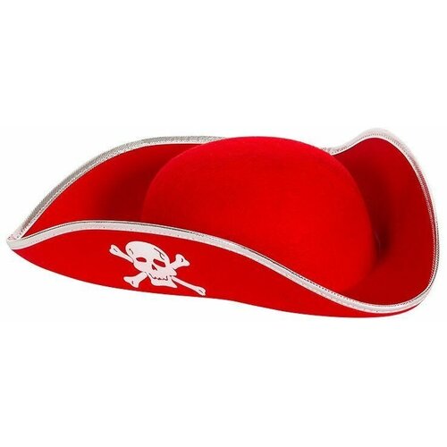 фото Карнавальная шляпа пират, фетр, красный, 1 шт. leader sales