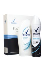 Набор Rexona Чёрное и белое: антиперспирант Невидимая, гель для душа Freshness & care