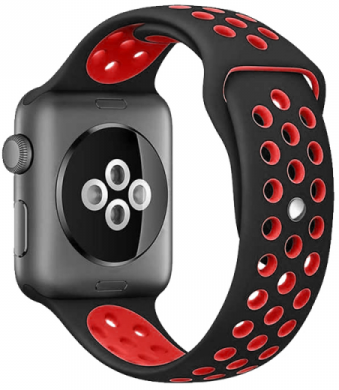 Ремешок DF iSportband-02 для Apple Watch Series 3/4/5 черный/красный (DF ) - фото №1
