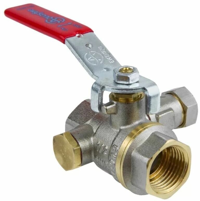 фото Кран шаровой никелированный муфта-муфта со спускником под манометр Ду15 Aquasfera