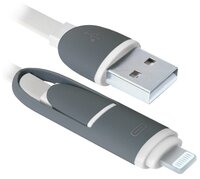 Кабель Defender USB - microUSB/Apple Lightning (USB10-03BP) 1 м черный