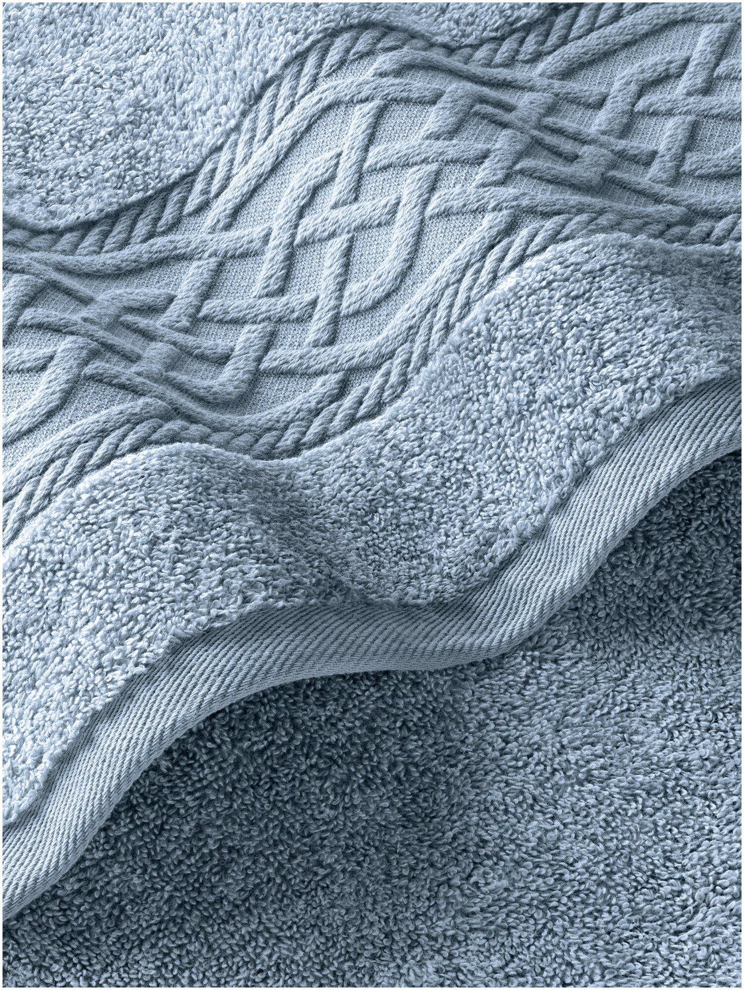 Полотенце махровое ARUA, жаккардовые 70*140 +/-2см хлопчатобумажное, гладкокрашеное, модель "Кристиан" голубой - фотография № 4